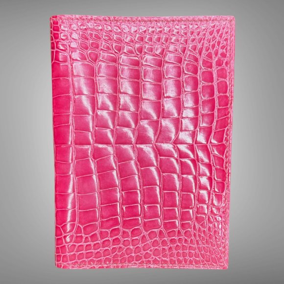 Hermes New In Box GM Agenda Cover Fuchsia Crocodile Porosus Lisse Skin - Picture 1 of 8